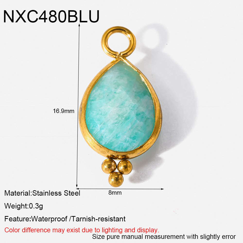 Classic Natural Droplet Ellipse Shape Natural Stones   Gold Color  Natural Stone Women's Pendants 