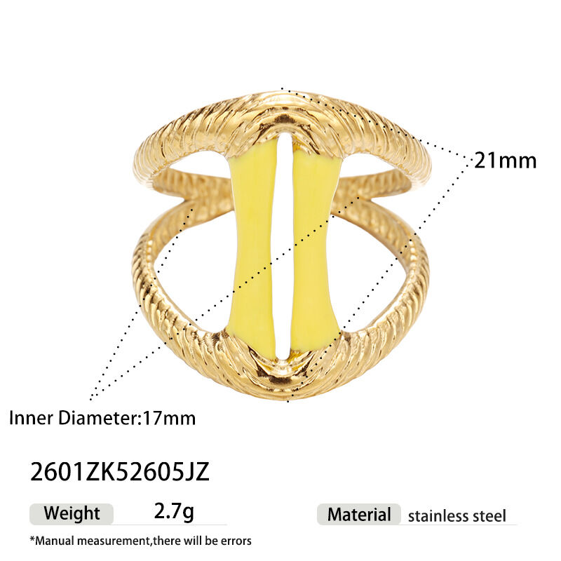 Simple Geometric Shape Stainless Steel Waterproof Gold Color Statement Rings