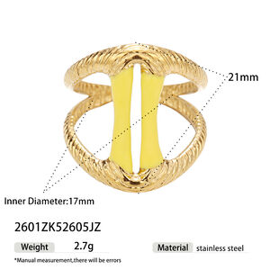 Simple Geometric Shape Stainless Steel Waterproof Gold Color Statement Rings h5