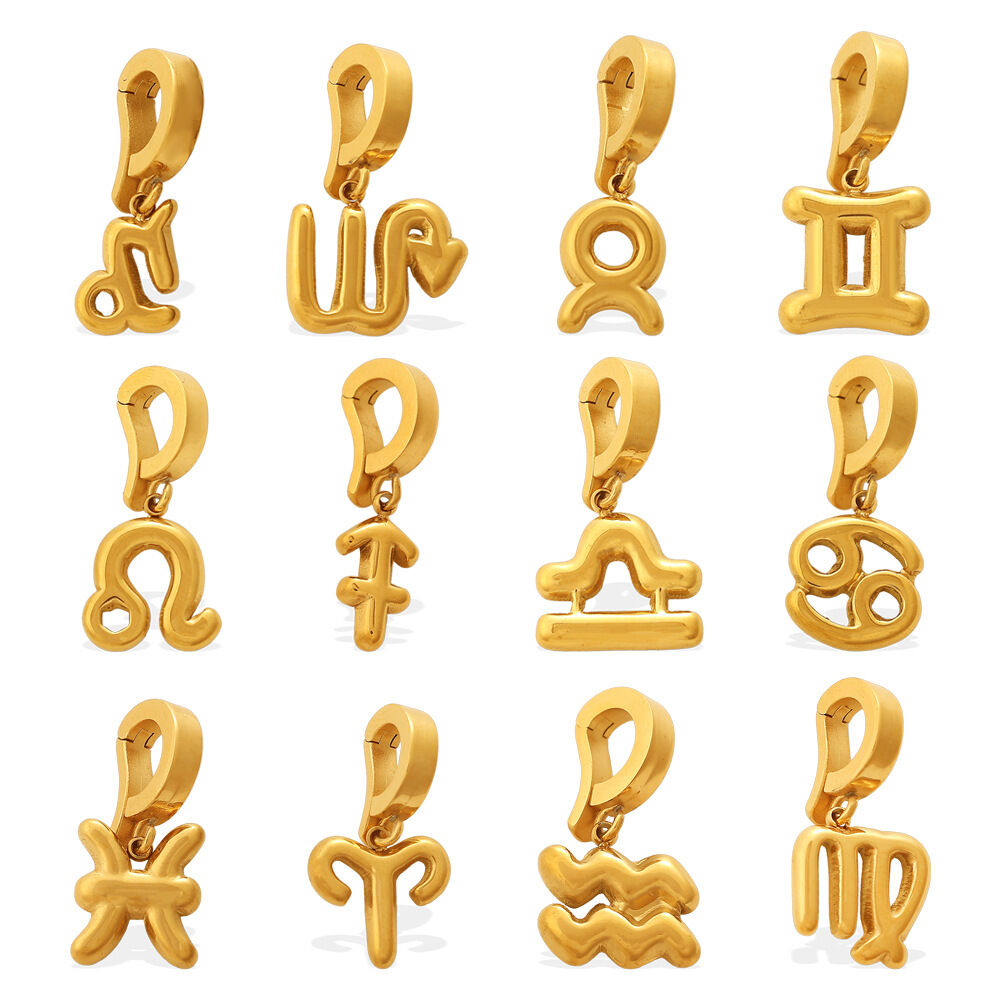 Simple DIY Zodiac Symbols Stainless Steel Waterproof Gold Color Women's Pendants h5Picture5