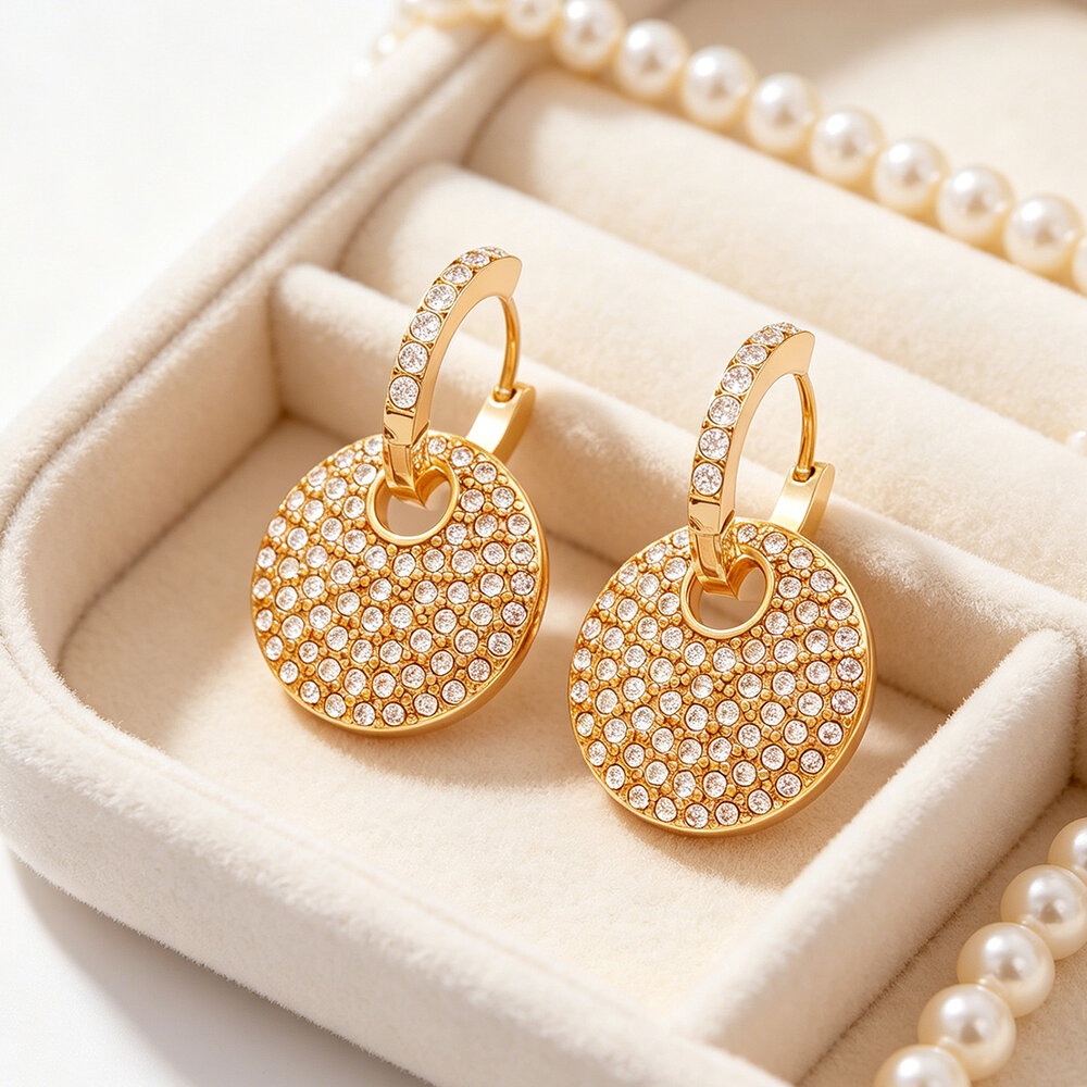 Simple Series Daily Circle Stainless Steel Waterproof Gold Color Women's Hoop Earrings h5Picture4