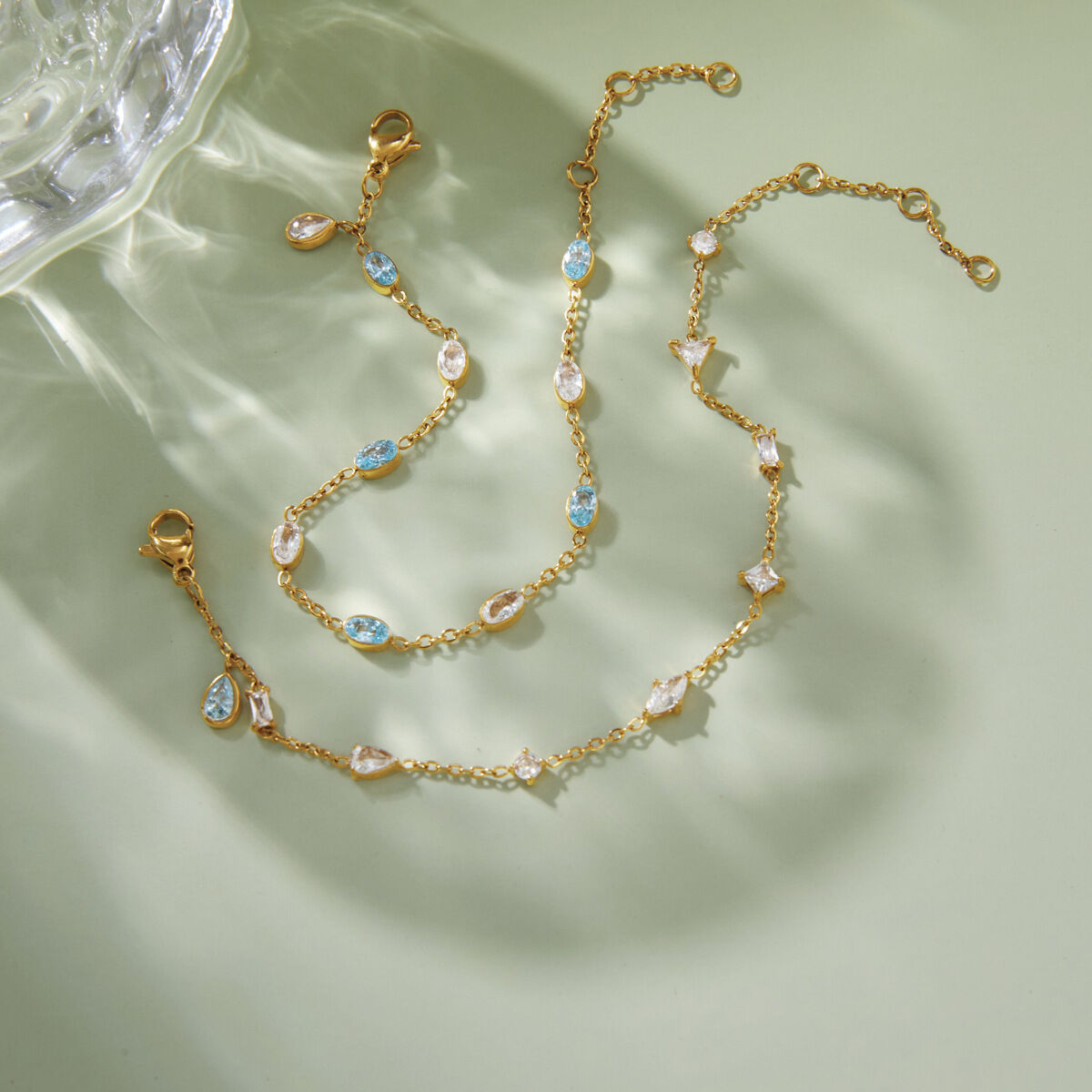 Simple Heart Ellipse Shape Stainless Steel Waterproof Gold Color Zircon Women's Chain Bracelets h5 Picture4