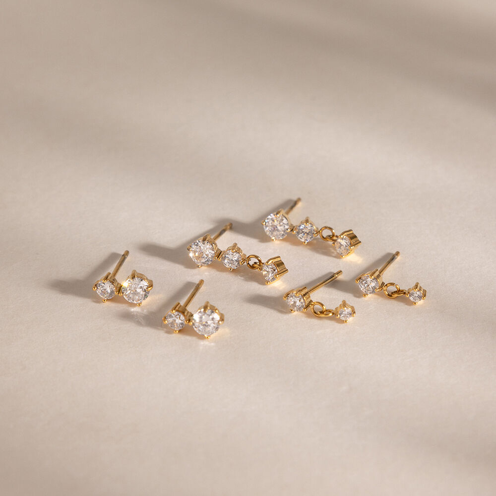 Simple Circle Stainless Steel Waterproof Gold Color Zircon Women's Earring Sets h5Picture4