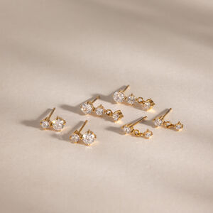 Simple Circle Stainless Steel Waterproof Gold Color Zircon Women's Earring Sets h5 Picture4