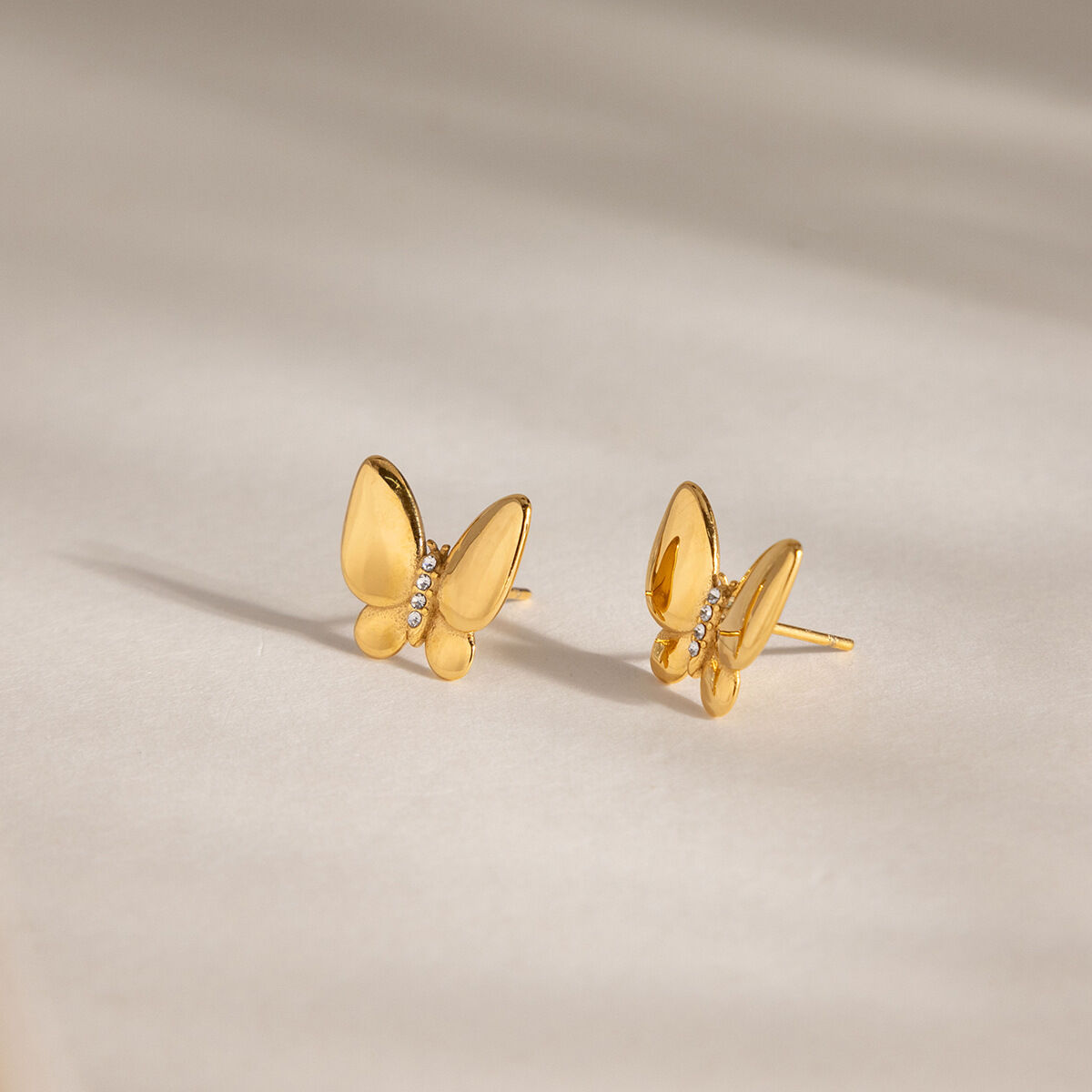 Sweet Butterfly Stainless Steel Waterproof Gold Color Zircon Women's Earring Sets h5 Picture2