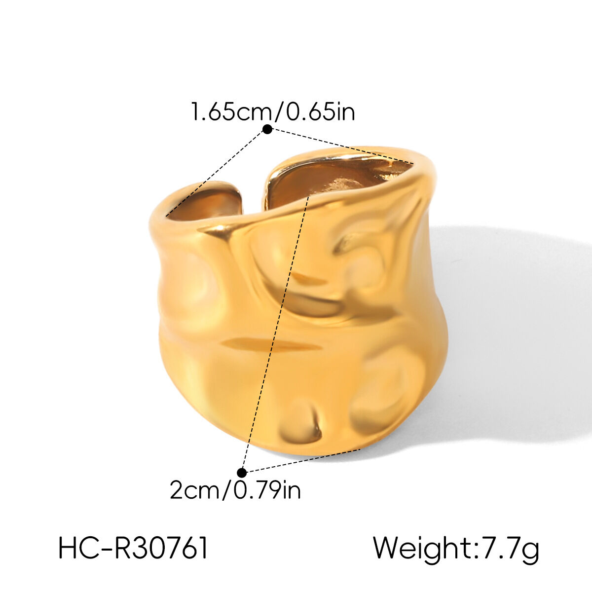 Simple Series – Statement-Ringe für den Alltag, unregelmäßige Form, Edelstahl, wasserdicht, goldfarben h5 Bild2