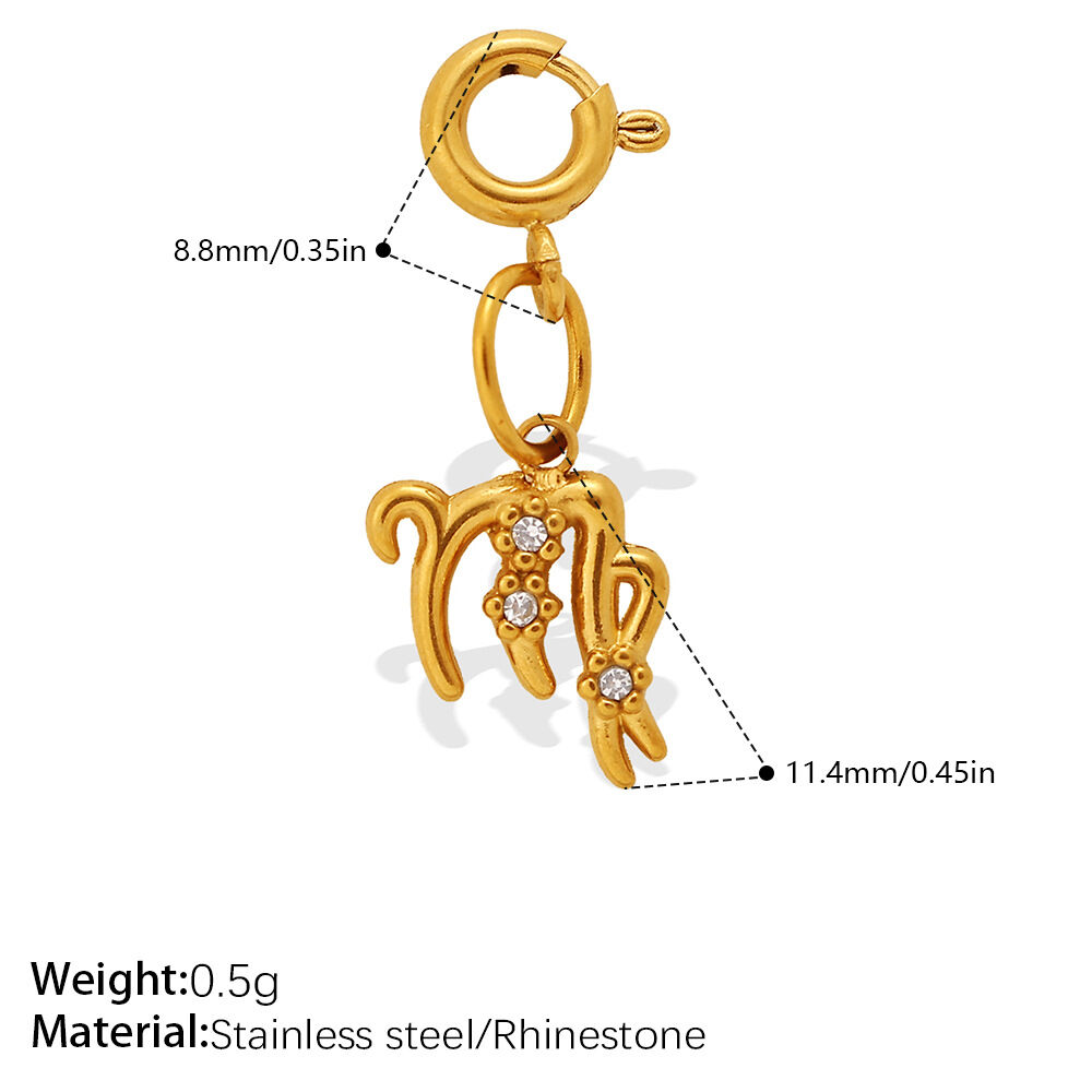 Luxury Daily Constellation Stainless Steel Waterproof Gold Color Rhinestone Women's Pendants