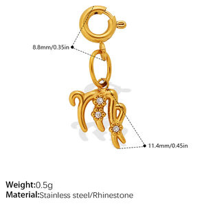 Luxury Daily Constellation Stainless Steel Waterproof Gold Color Rhinestone Women's Pendants h5