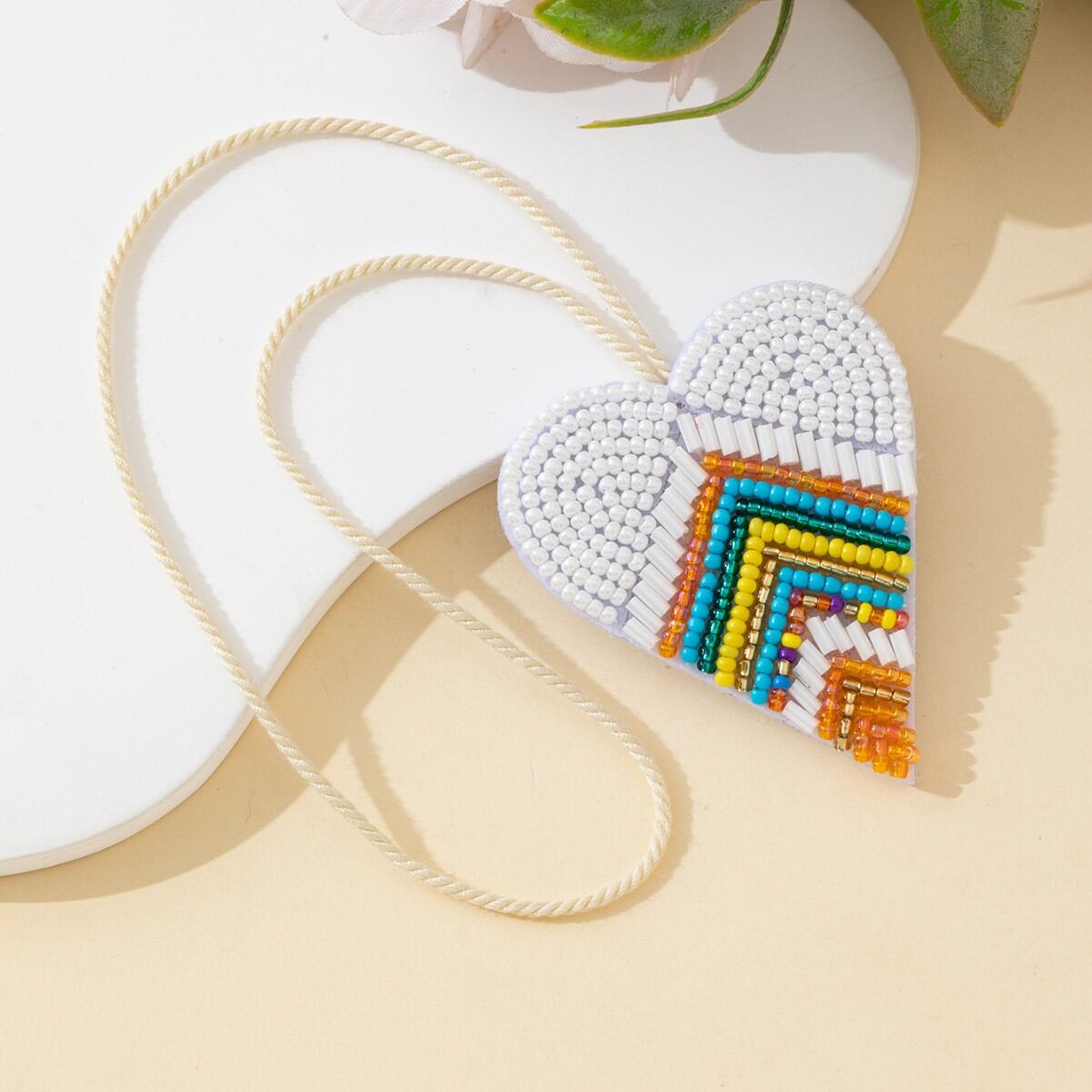 Ethnic Series Bohemian Heart Stripe Mixed Color Women's Bag Charms h5 Picture3