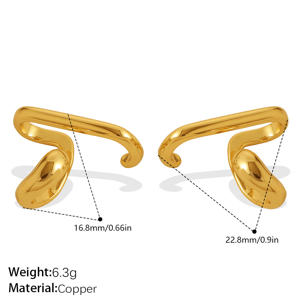 Simple Series Daily Unregelular Shape Lines Copper Gold Color Damen-Clip-Ohrringe Bild2