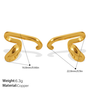 Simple Series Daily Unregelular Shape Lines Copper Gold Color Damen-Clip-Ohrringe h5 Bild2