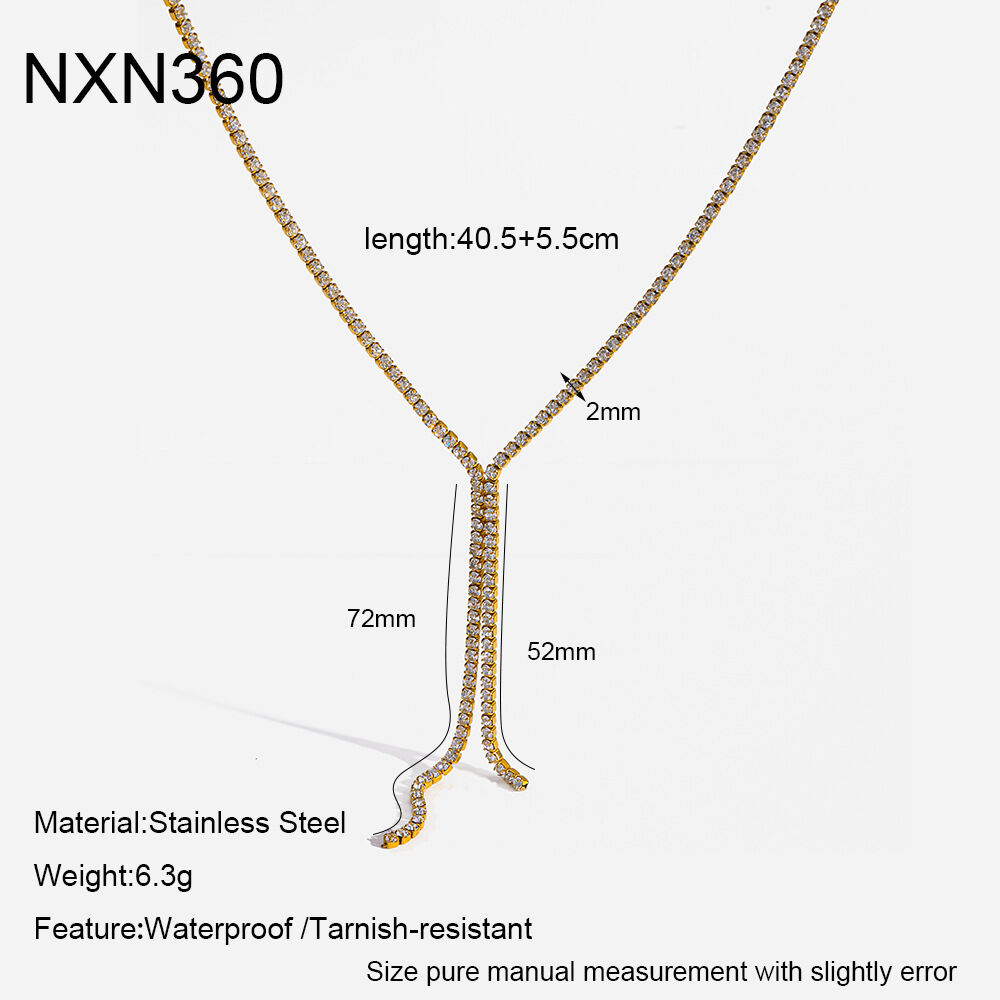 Luxuriöse, elegante Halskette mit Anhänger aus wasserdichtem Edelstahl in Goldfarbe und Zirkonia für Damen