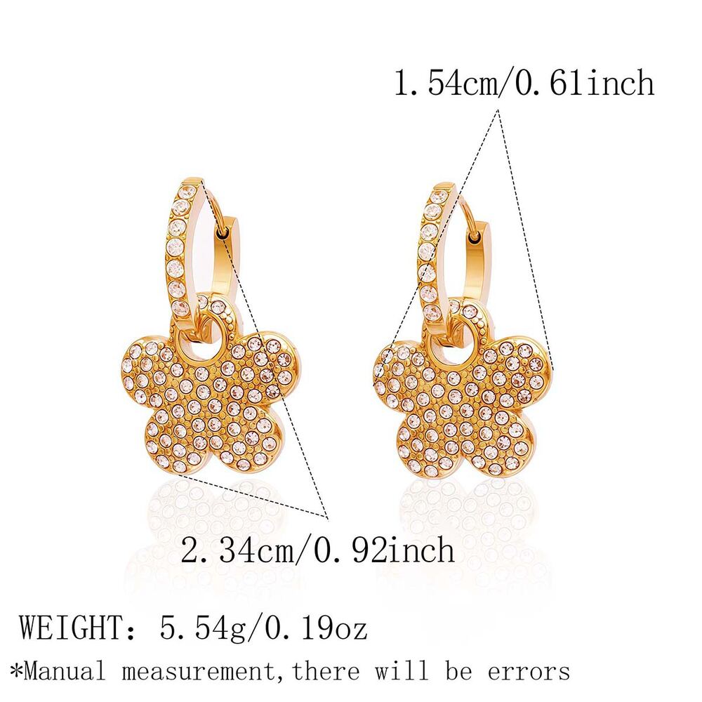 Simple Series Daily Flower Stainless Steel Waterproof Gold Color Women's Hoop Earrings