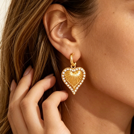 Simple Series Daily Heart Stainless Steel Waterproof   Gold Color  Women's Hoop Earrings 2