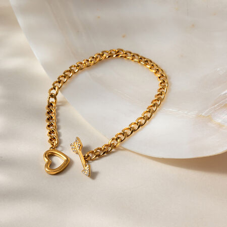 Pulseras de cadena de lujo para mujer con forma geométrica de corazón, de acero inoxidable, impermeables, de color dorado y con circonitas. 2