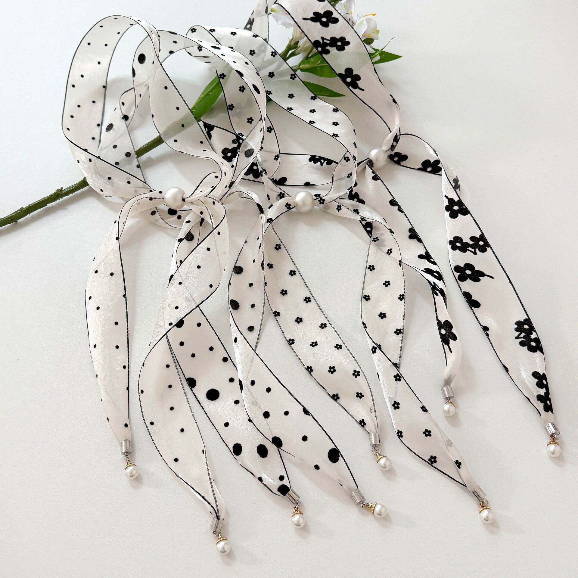 Romantic Series Sweet Flower Polka Dots Women's Summer Scarves 2