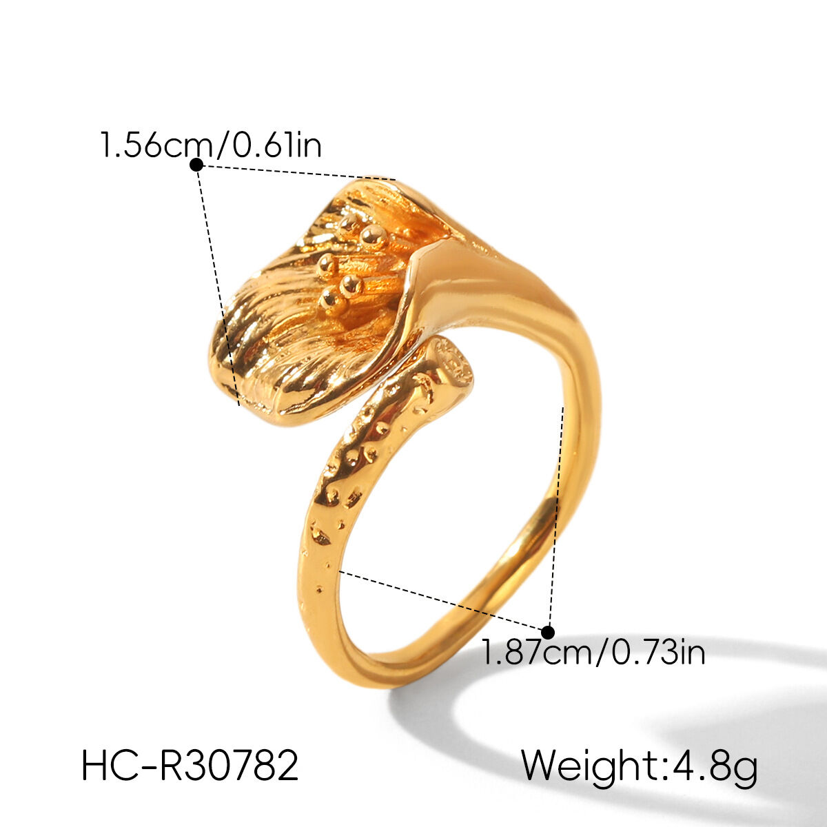 Simple Series Daily Flower Stainless Steel Waterproof Gold Color Statement Rings Picture2