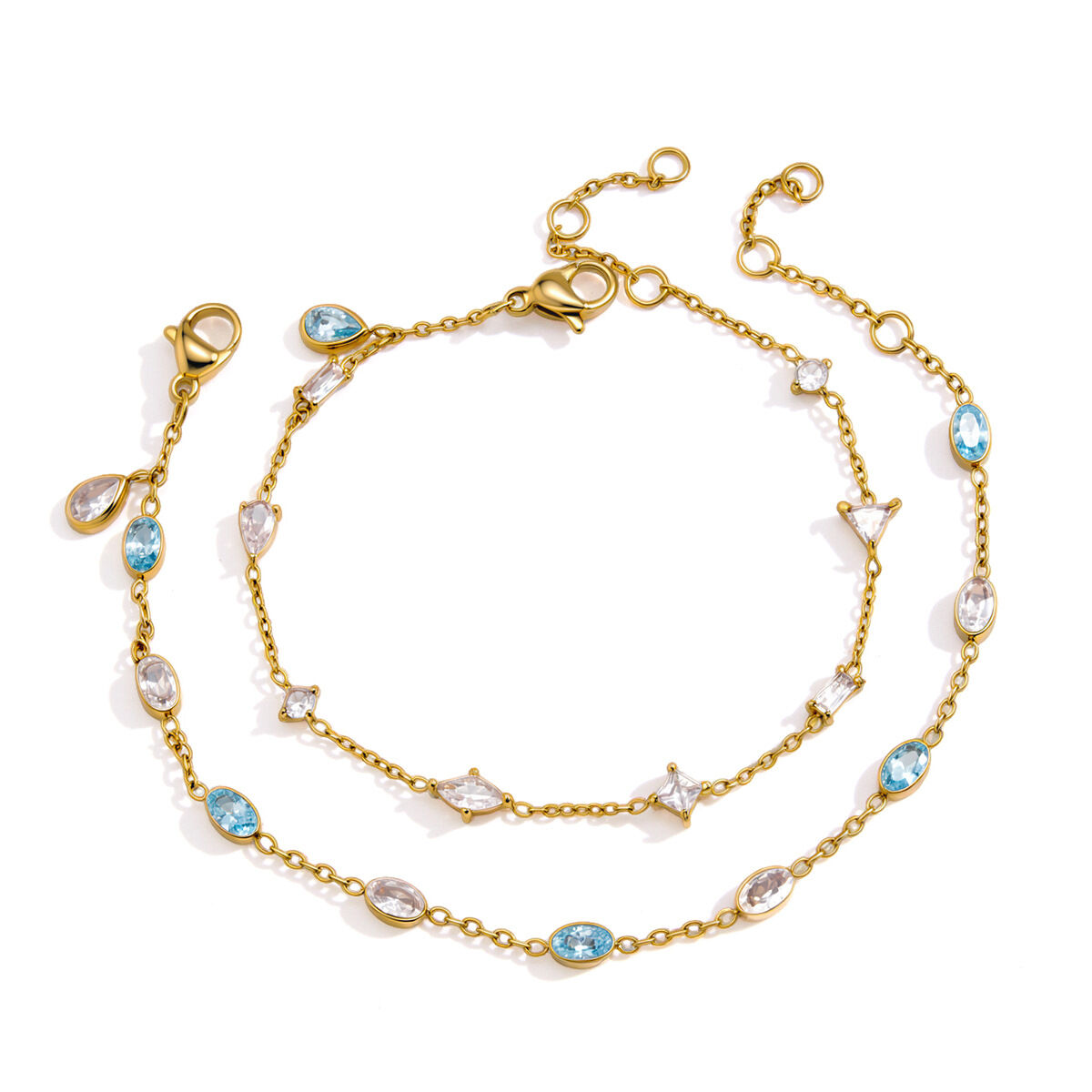 Simple Heart Ellipse Shape Stainless Steel Waterproof Gold Color Zircon Women's Chain Bracelets h5 Picture5