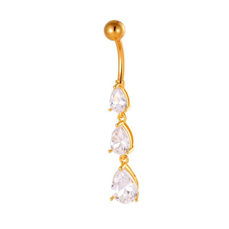 Simple Flower Droplet Bow Knot Star Butterfly Copper   Gold Color  Zircon Navel Piercings Picture7