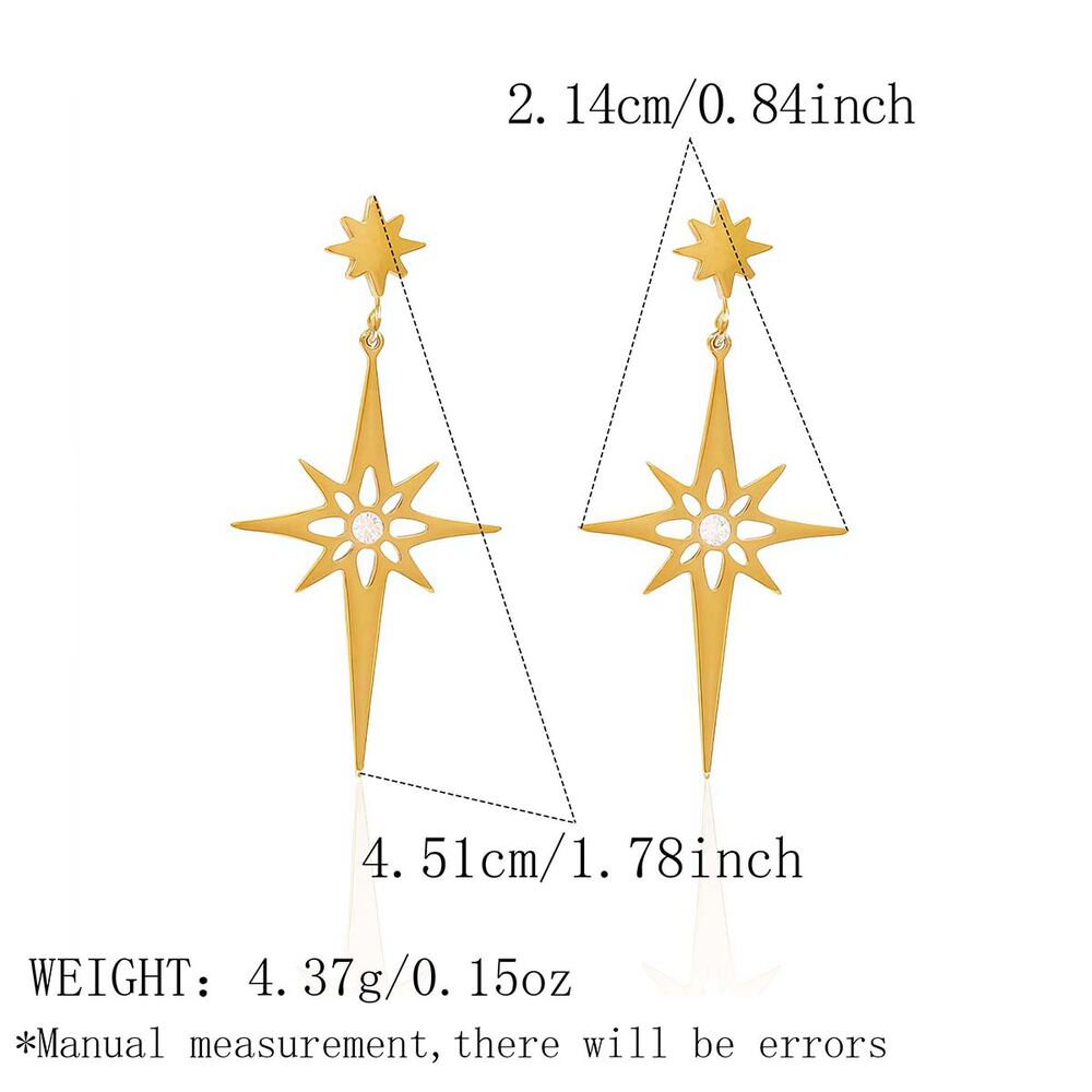 Simple Series Daily Star Stainless Steel Waterproof Gold Color Women's Stud Earrings