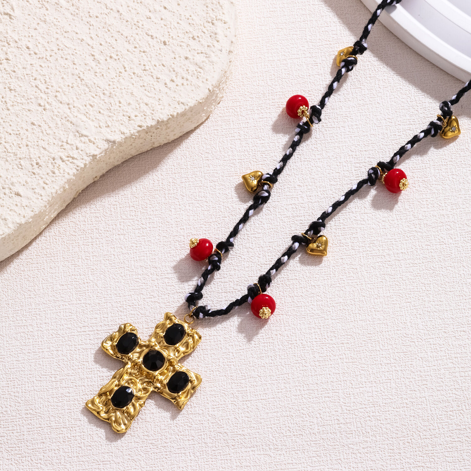 Retro Animal Cross Stainless Steel Waterproof   Gold Color  Women's Braided Necklaces Picture4