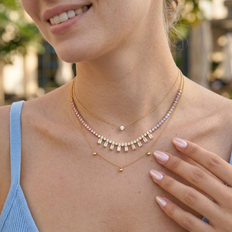 Colliers pendentifs pour femmes, luxueux, rectangulaires, en acier inoxydable, étanches, couleur or, avec zircon.