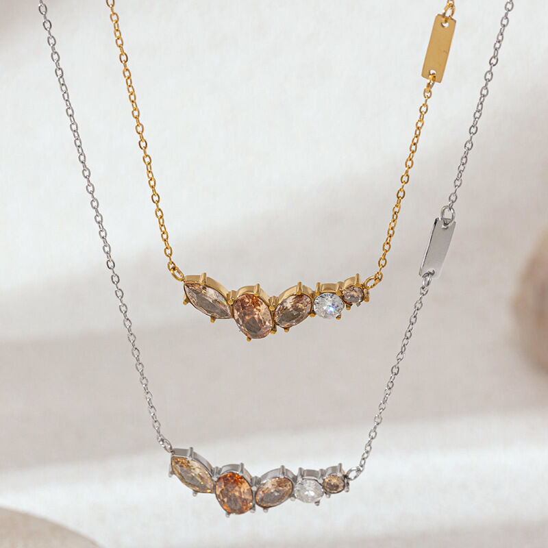 Colliers pendentifs pour femmes en acier inoxydable, étanches, couleur or, avec zircon et motif goutte simple h5Image2