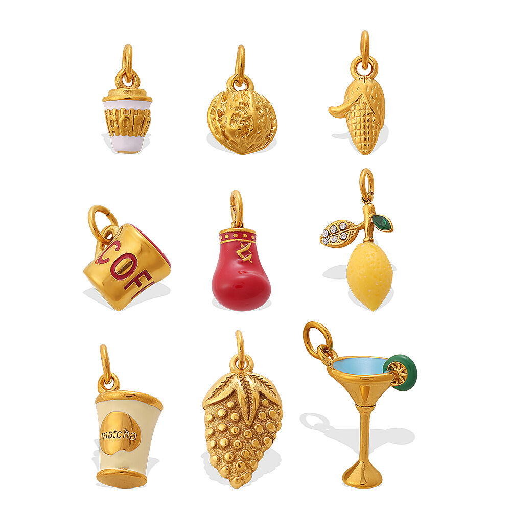 Simple DIY Cut Fruit Strawberry Stainless Steel Waterproof Gold Color Women's Pendants Picture5