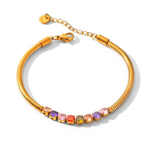 Simple Daily Chain Stainless Steel Waterproof Gold Color Zircon Women's Chain Necklaces h5