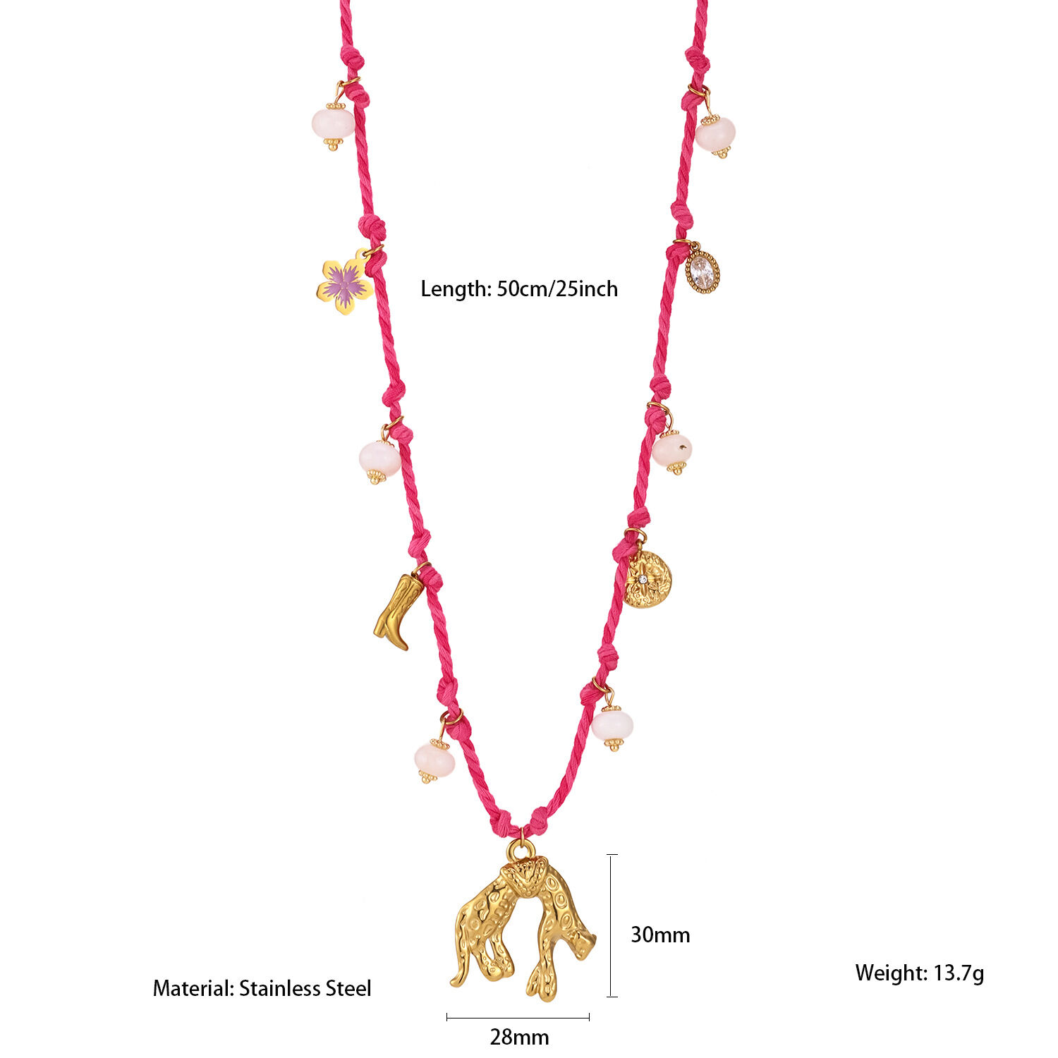 Retro Animal Cross Stainless Steel Waterproof   Gold Color  Women's Braided Necklaces h5 