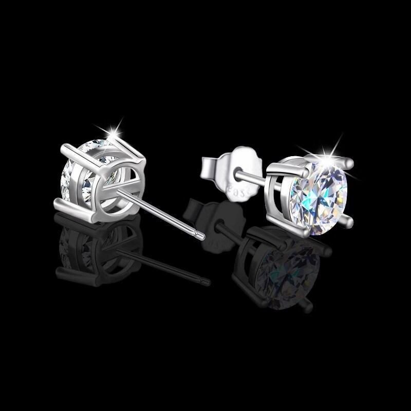 Luxurious Series Classic Geometric Shape S925 Silver Color Moissanite Women's Moissanite Earrings h5Picture2