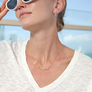 Elegant Flower Stainless Steel Waterproof Gold Color Zircon Women's Pendant Necklaces h5 Picture3