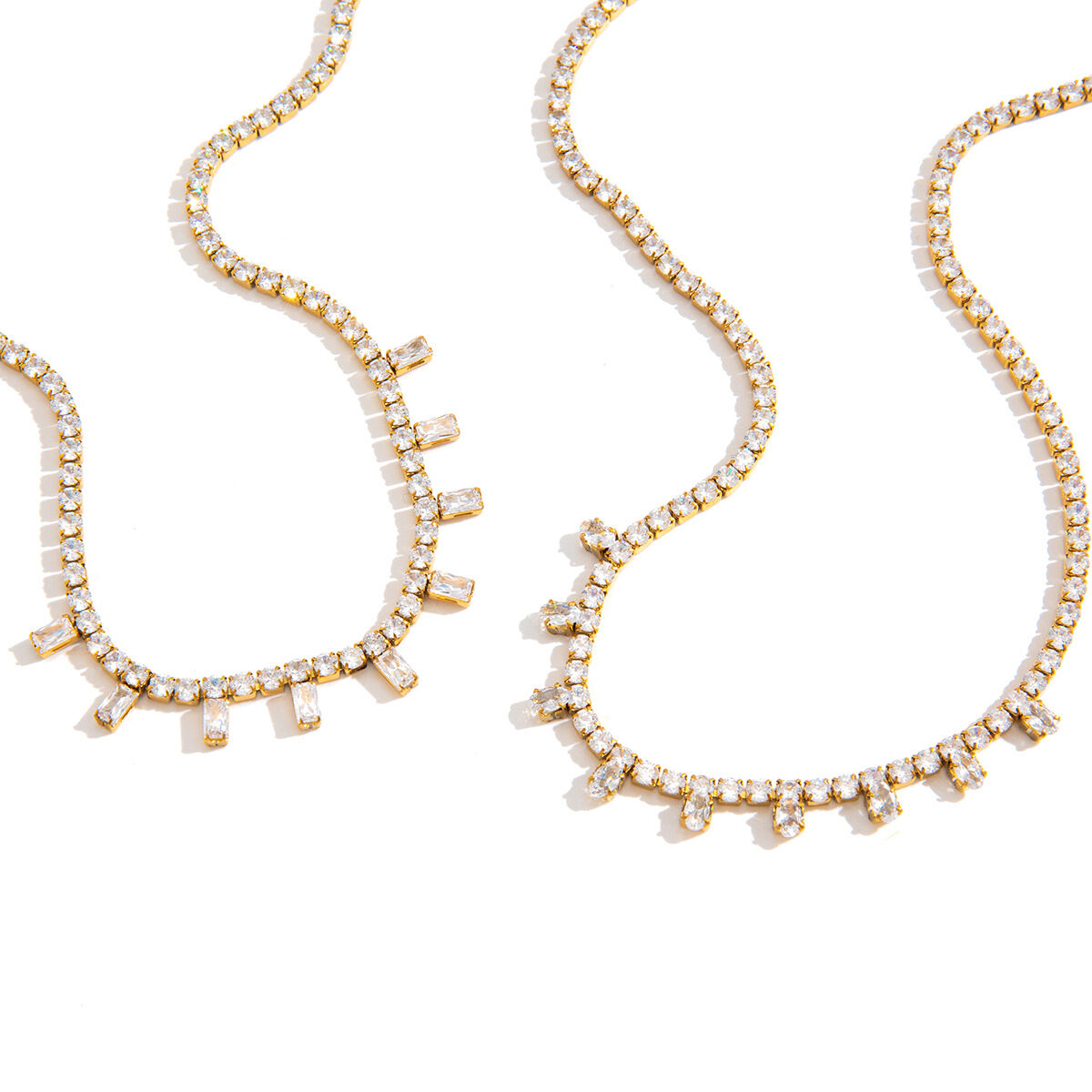 Luxurious Elegant Chain Stainless Steel Waterproof Gold Color Zircon Women's Chain Necklaces Picture5