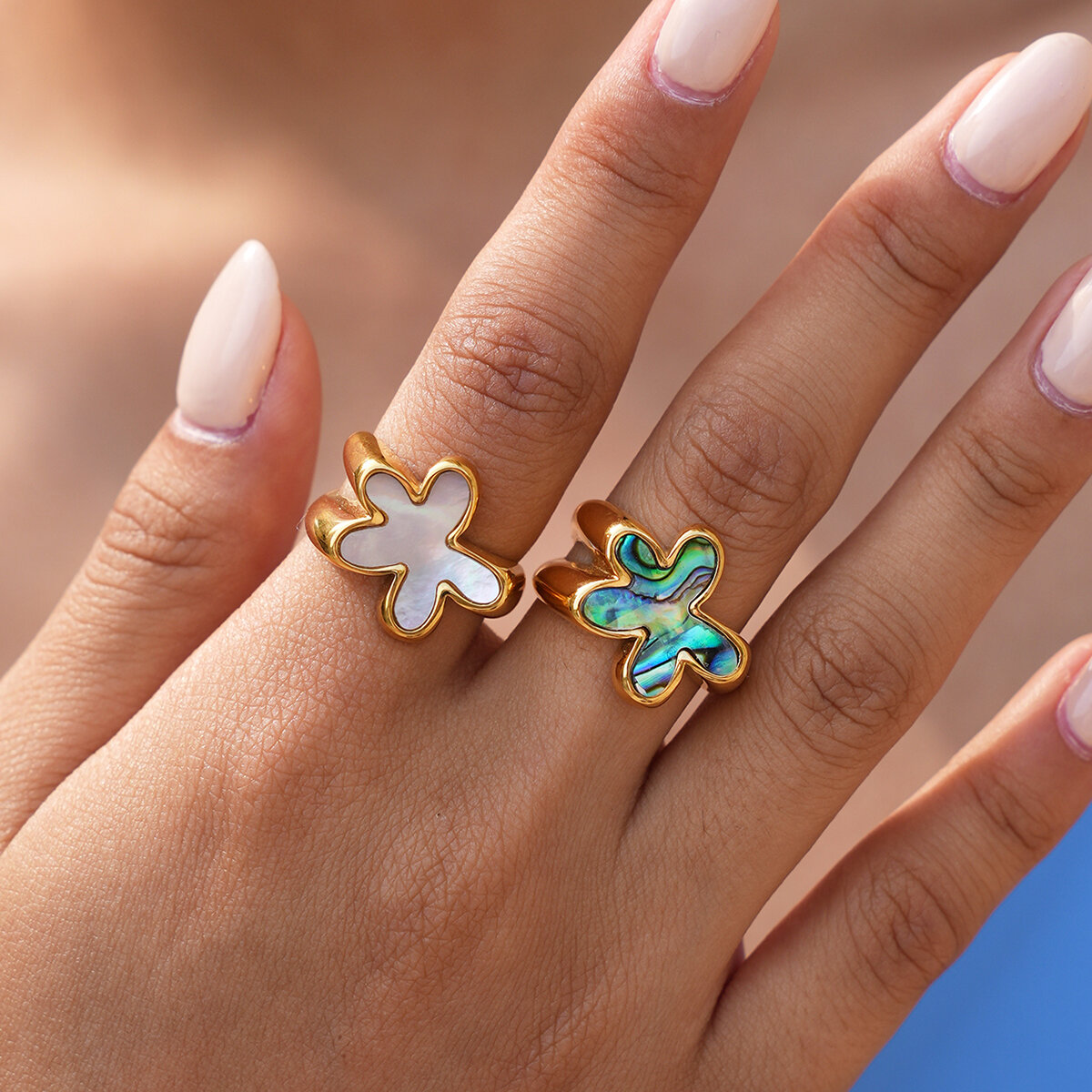 Simple Series Daily Irregular Shape Stainless Steel Waterproof   Gold Color  Statement Rings h5 Picture4
