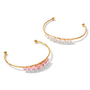 Simple Series Daily Heart Ellipse Shape Stainless Steel Waterproof Gold Color Zircon Women's Bangles h5 Picture6