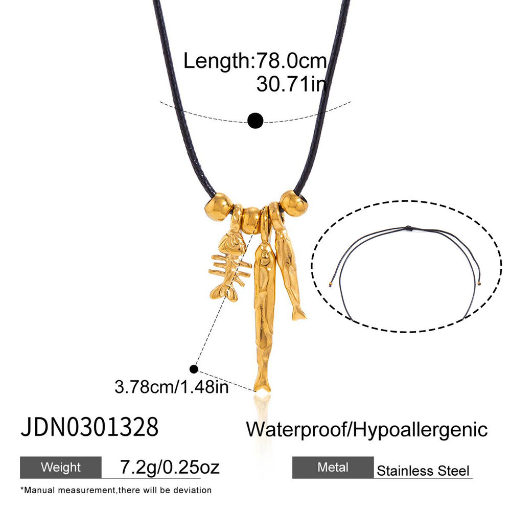 Romantic Series Cute Fish Stainless Steel Waterproof Gold Color Women's Pendant Necklaces