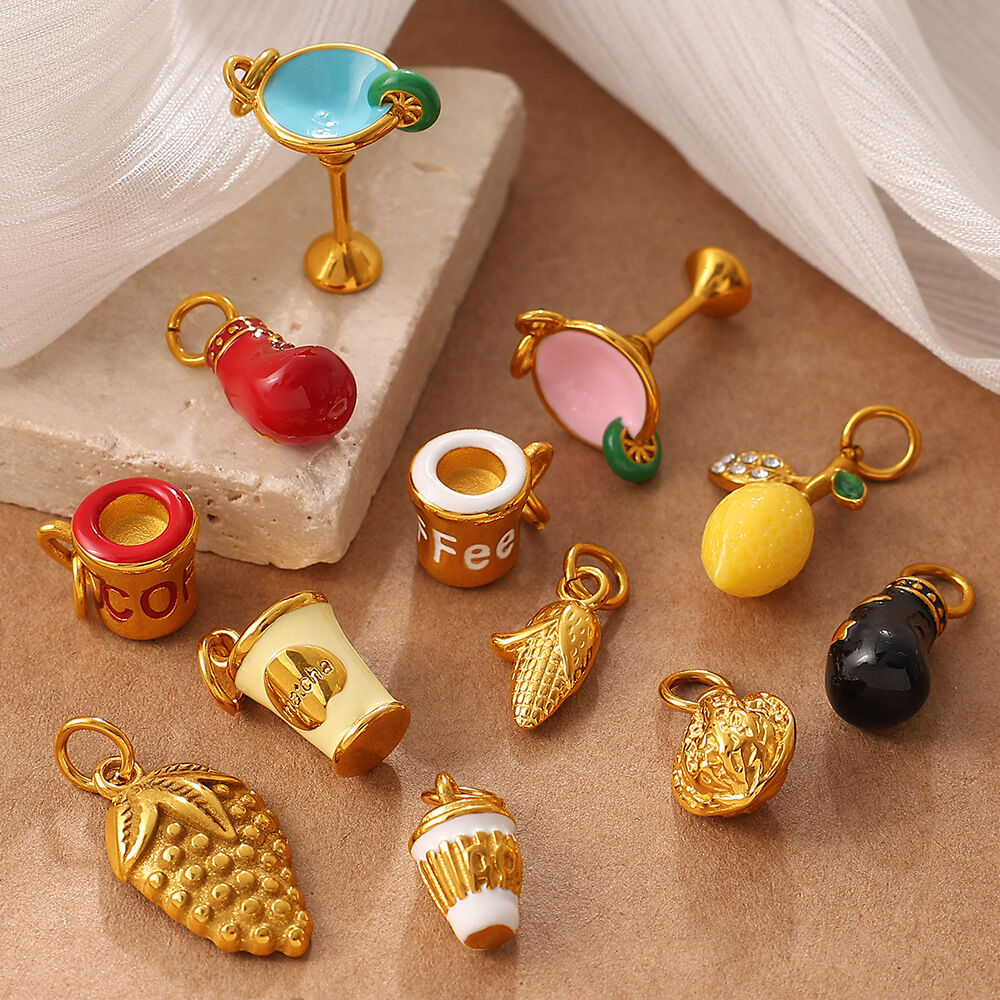 Simple DIY Cut Fruit Strawberry Stainless Steel Waterproof Gold Color Women's Pendants Picture3