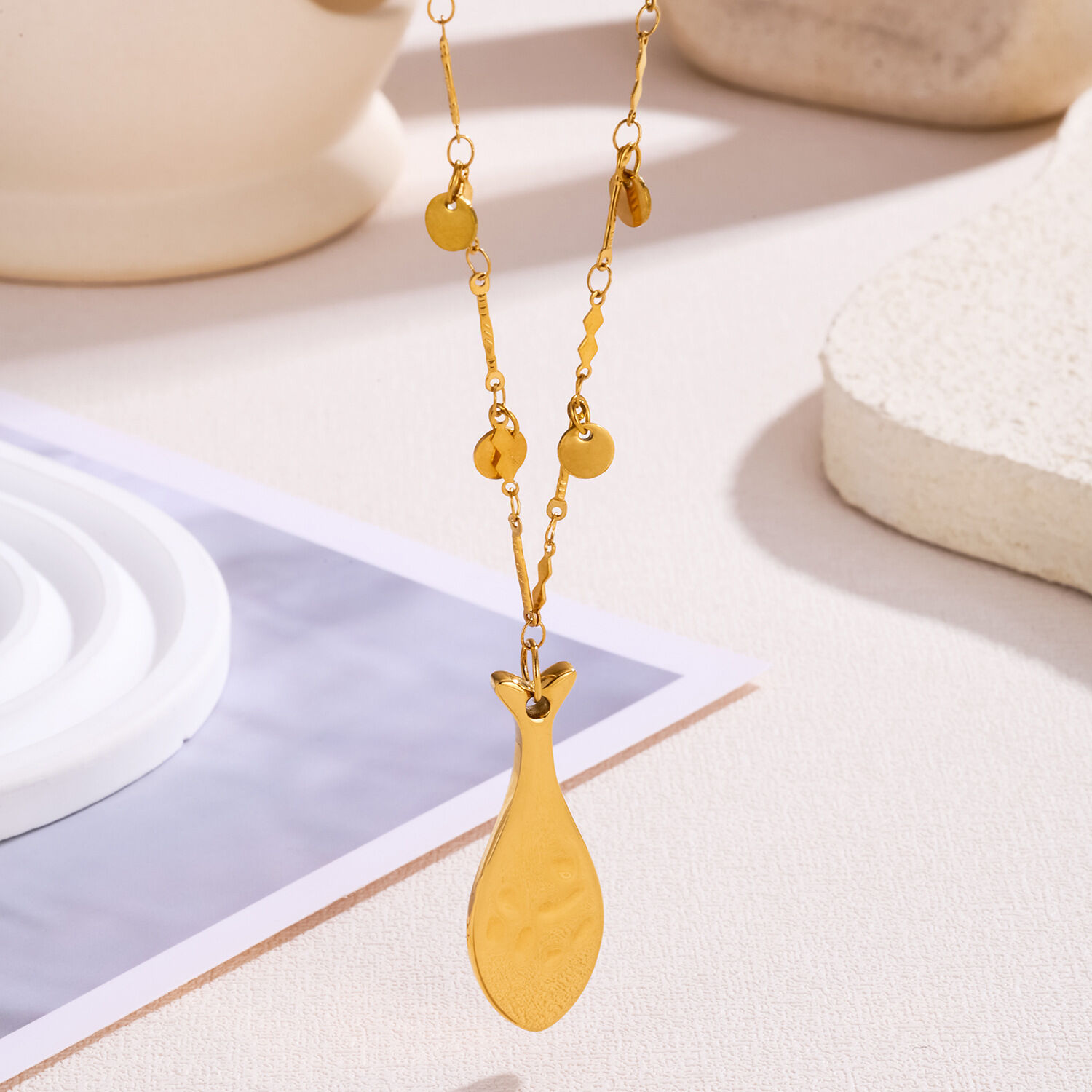Simple Series Elegant Chain Fish Stainless Steel Waterproof Women's Pendant Necklaces Picture4