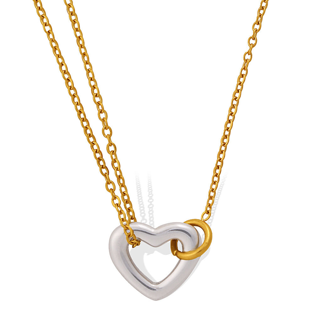 Simple Series Daily Heart Edelstahl wasserdicht goldfarbene Damen-Anhänger-Halskette h5Bild5