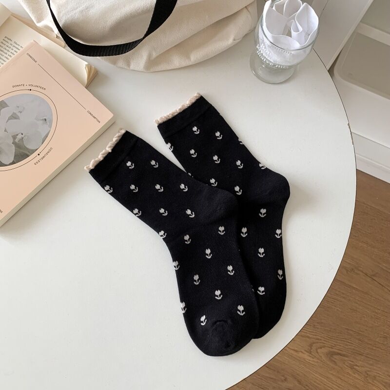 High Bounce Basic Botanical Retro Mid-Calf Socks h5 