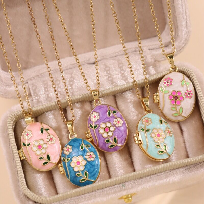 Romantic Series Retro Enamel Flower Alloy Women's Pendant Necklaces h5 Picture2