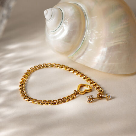 Pulseras de cadena de lujo para mujer con forma geométrica de corazón, de acero inoxidable, impermeables, de color dorado y con circonitas.
