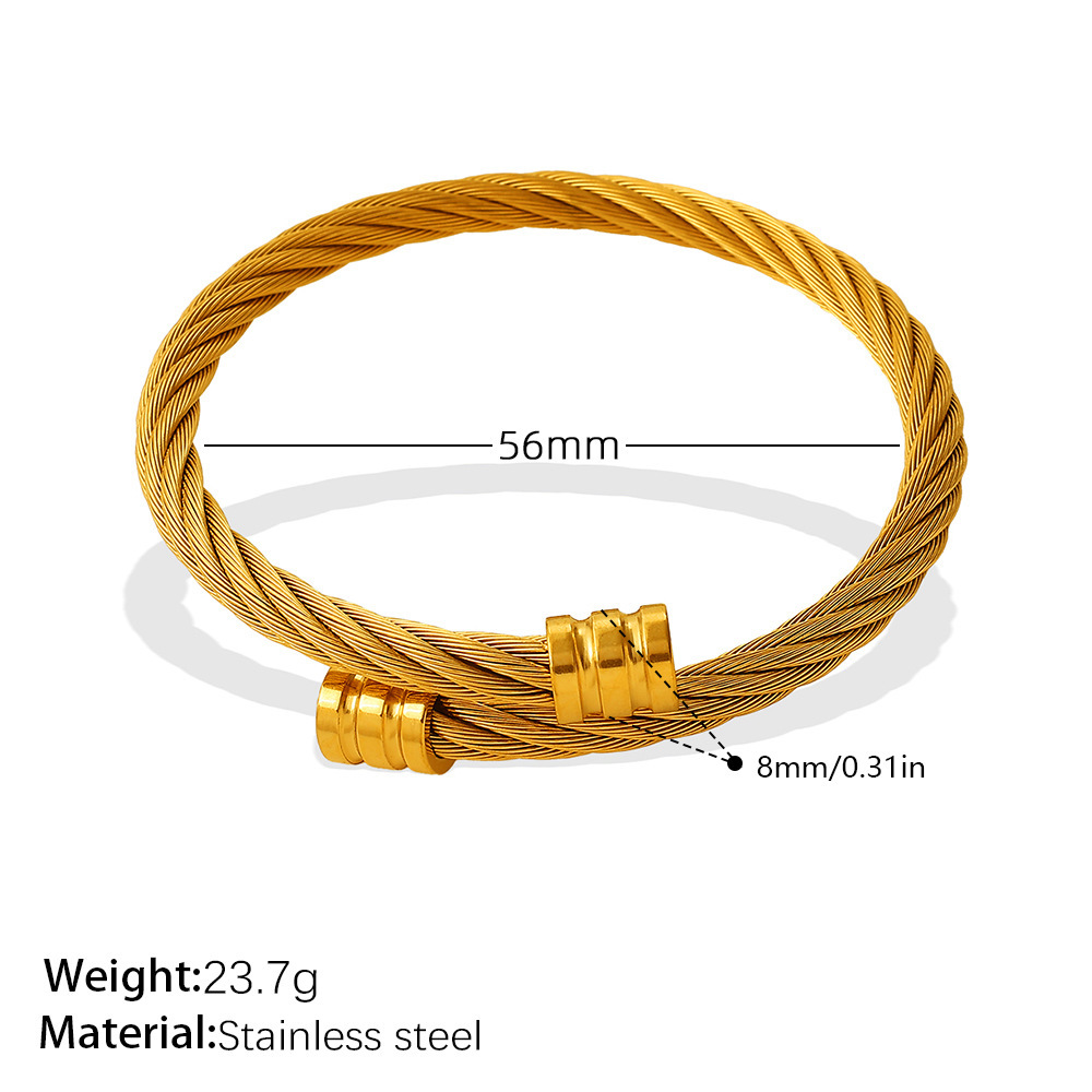 Simple Irregular Shape Stainless Steel Waterproof   Gold Color  Women's  Bangles Picture2