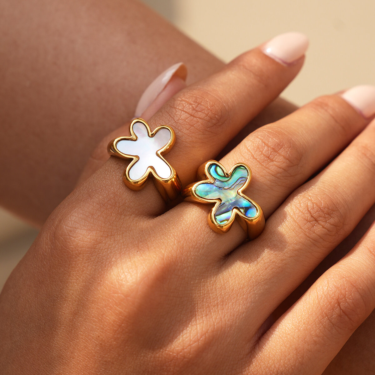 Simple Series Daily Irregular Shape Stainless Steel Waterproof   Gold Color  Statement Rings h5 Picture5