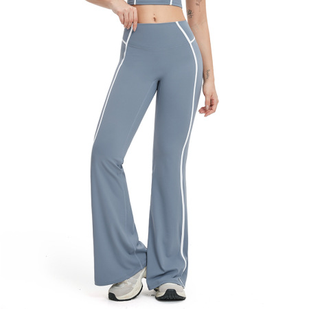 High End Casual White Line Color Contrast and Skin Fitting Athletic Long Pants