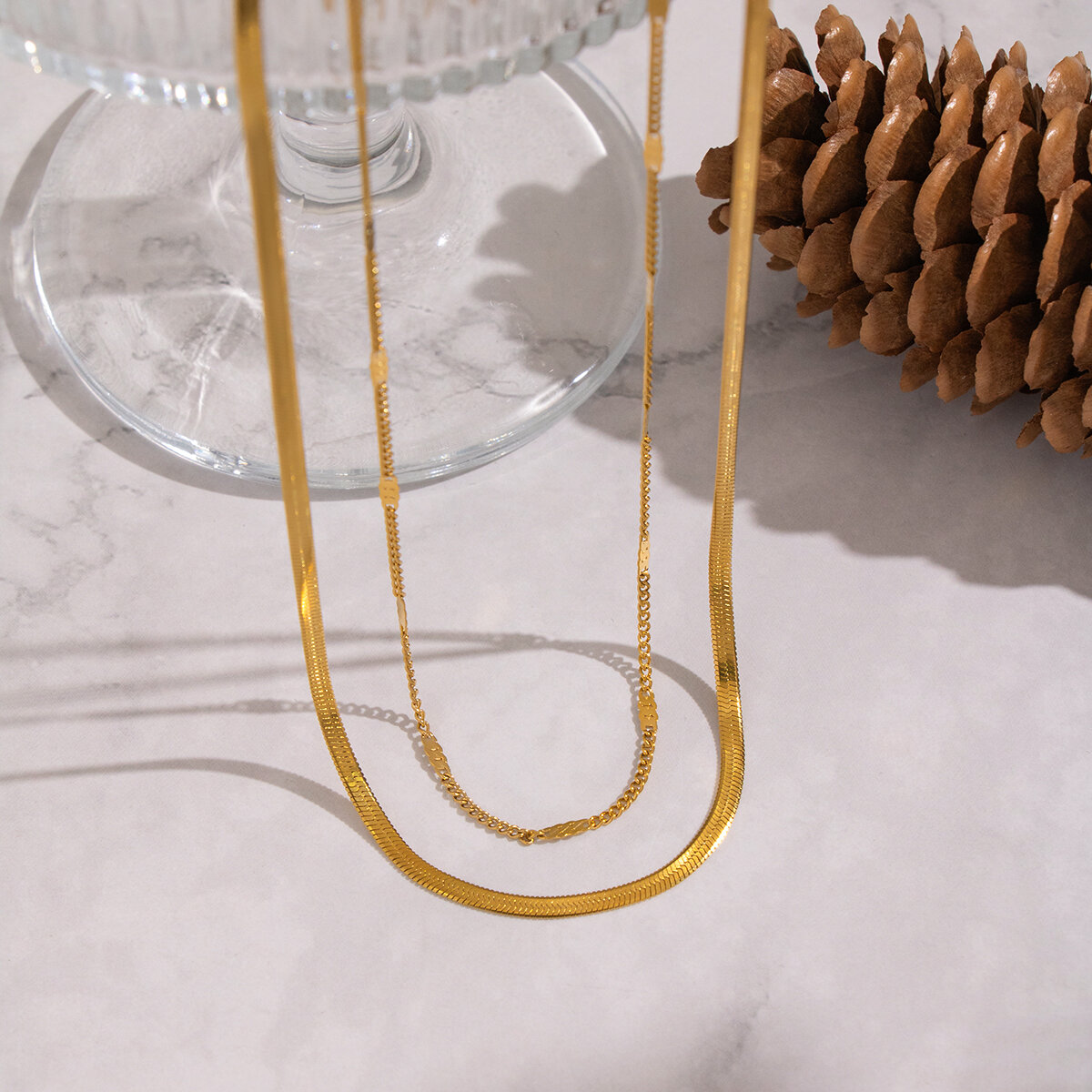 Daily Chain Stainless Steel Waterproof Gold Color Women's Layered Necklaces h5 Picture2