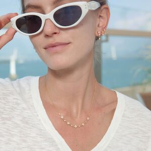 Elegant Flower Stainless Steel Waterproof Gold Color Zircon Women's Pendant Necklaces h5 Picture4