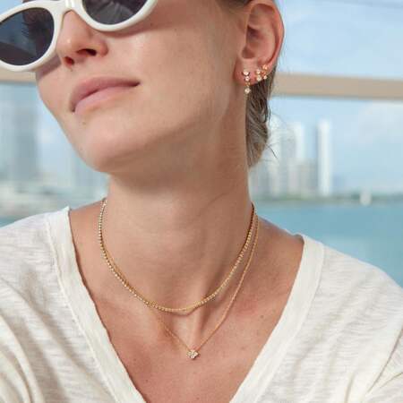 Simple Elegant Star Chain Stainless Steel Waterproof Gold Color Zircon Women's Layered Necklaces 2