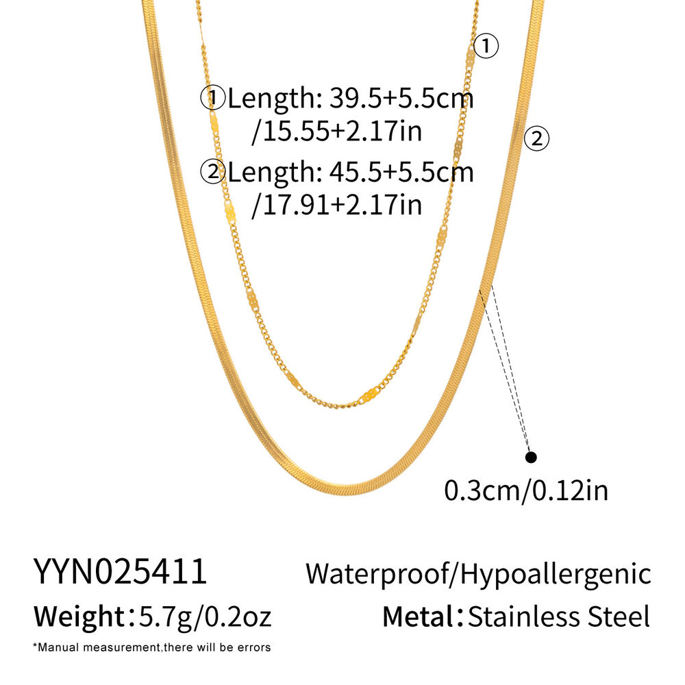 Daily Chain Stainless Steel Waterproof Gold Color Women's Layered Necklaces