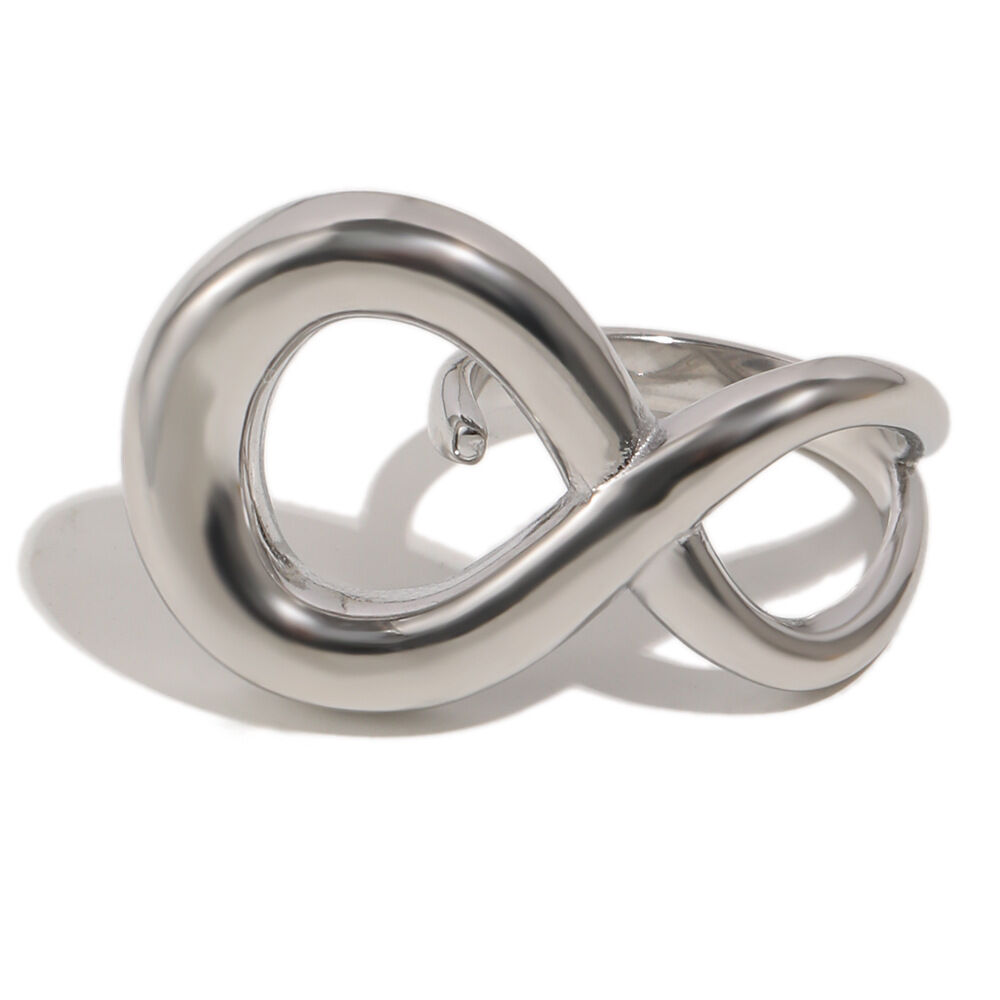 Simple Series Casual Twist Number Stainless Steel Waterproof Gold Color Statement Rings h5Picture5